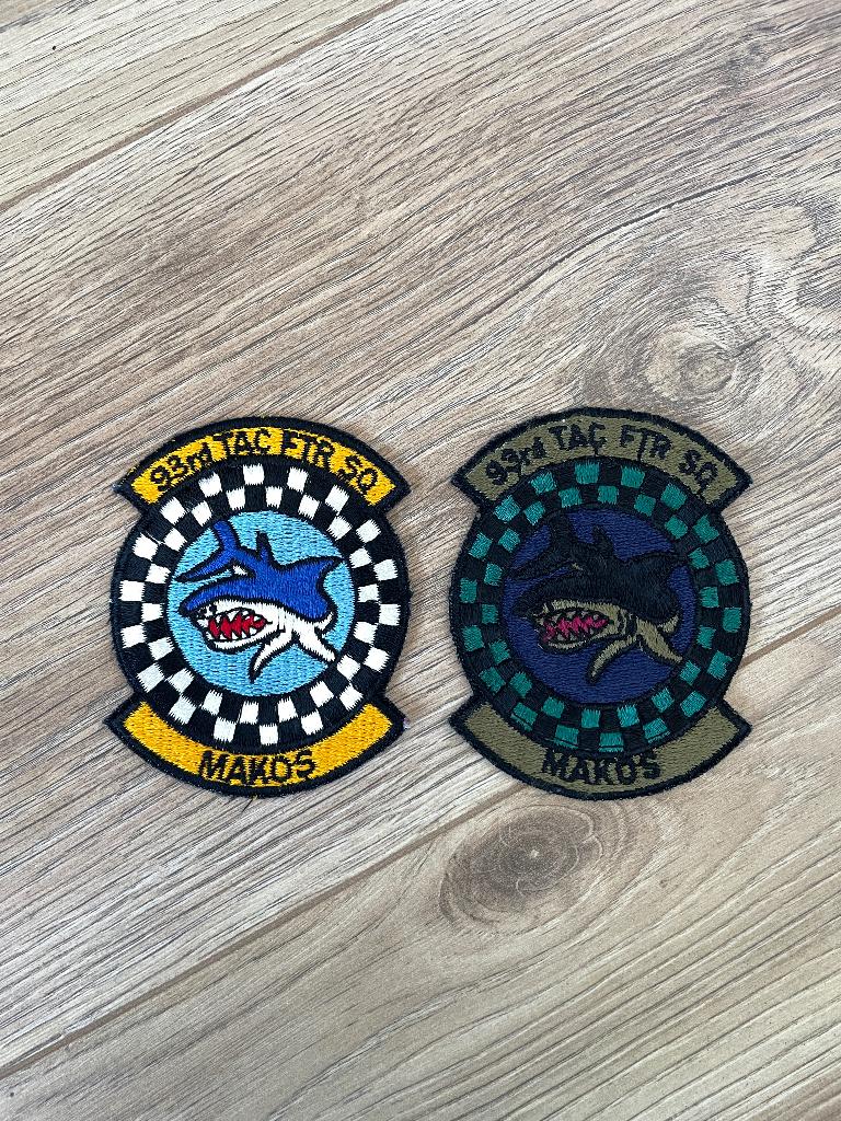 2 x Patch 93rd TFS USAF (normal + subdued), Verzamelen, Ophalen of Verzenden, Luchtmacht, Amerika, Embleem of Badge
