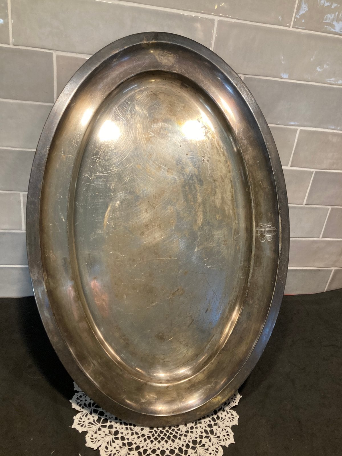 Vintage verzilverde serveerschaal Hollandia Plate (121125), Ophalen of Verzenden, Zilver