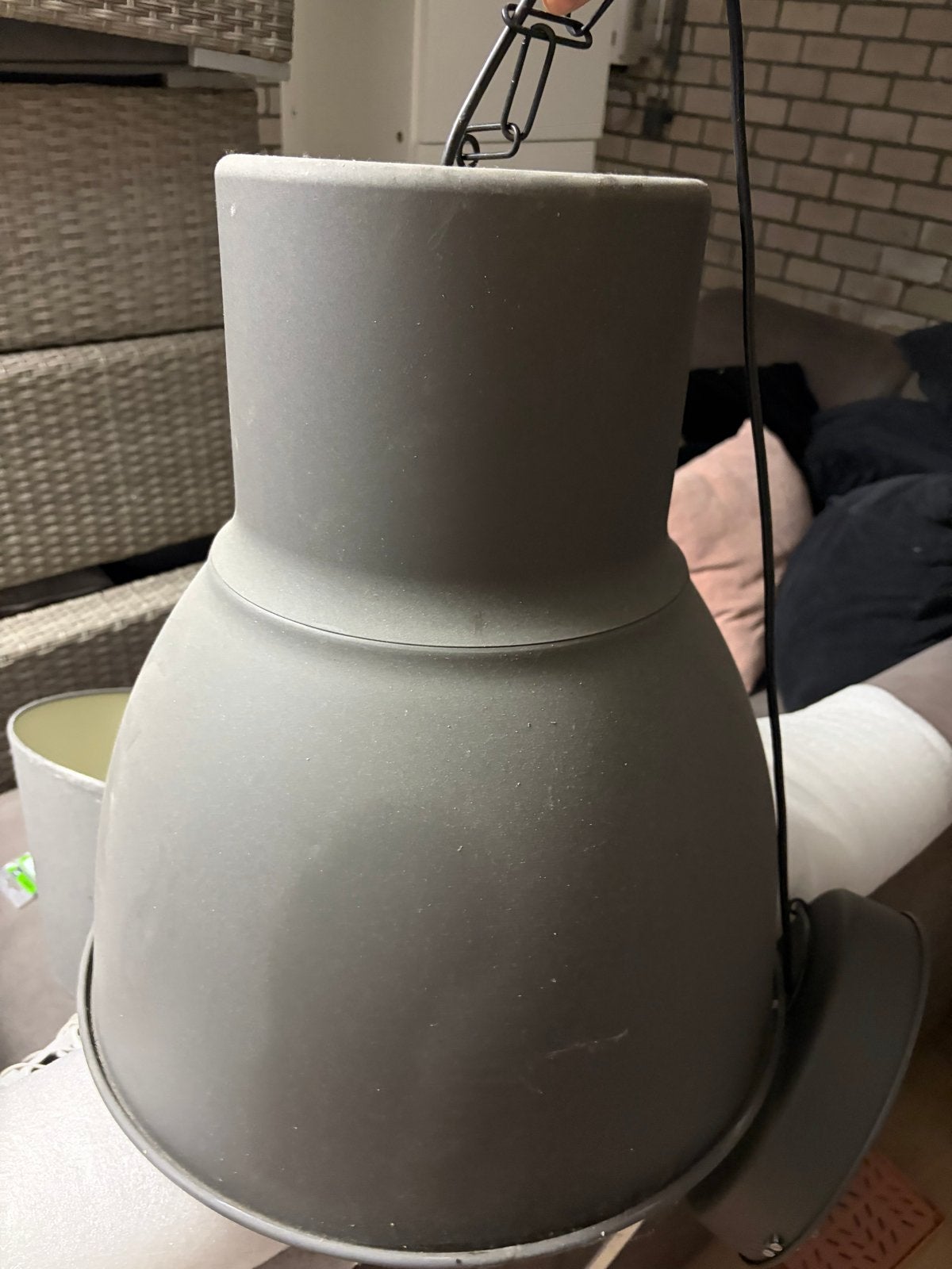 Ikea lamp - Donkergrijze industriële hanglamp, Ophalen, Gebruikt, Metaal, E27 (groot)