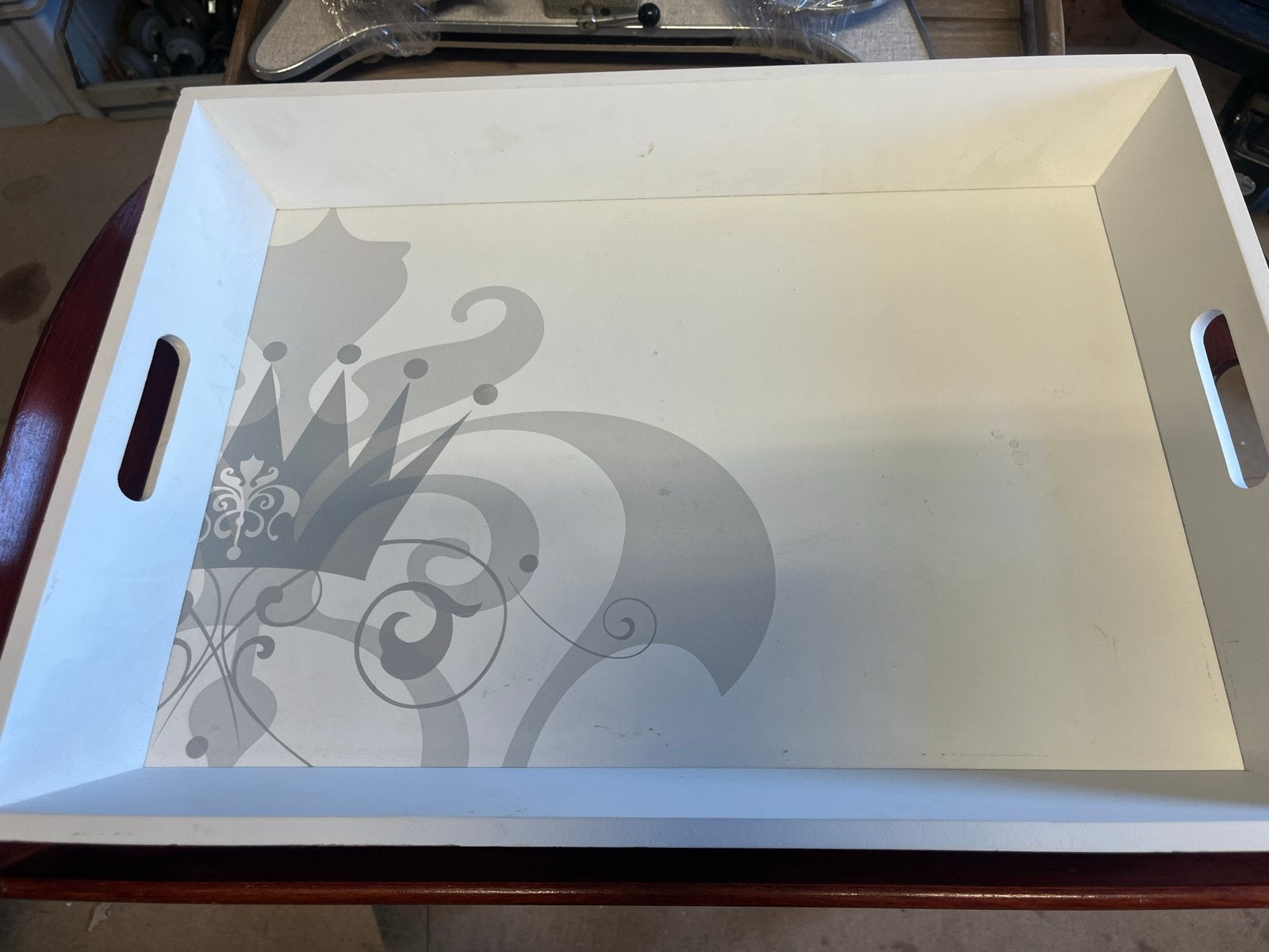 Groot wit houten dienblad met verwijderbaar beschermkussen, Huis en Inrichting, Woonaccessoires | Dienbladen, Ophalen of Verzenden