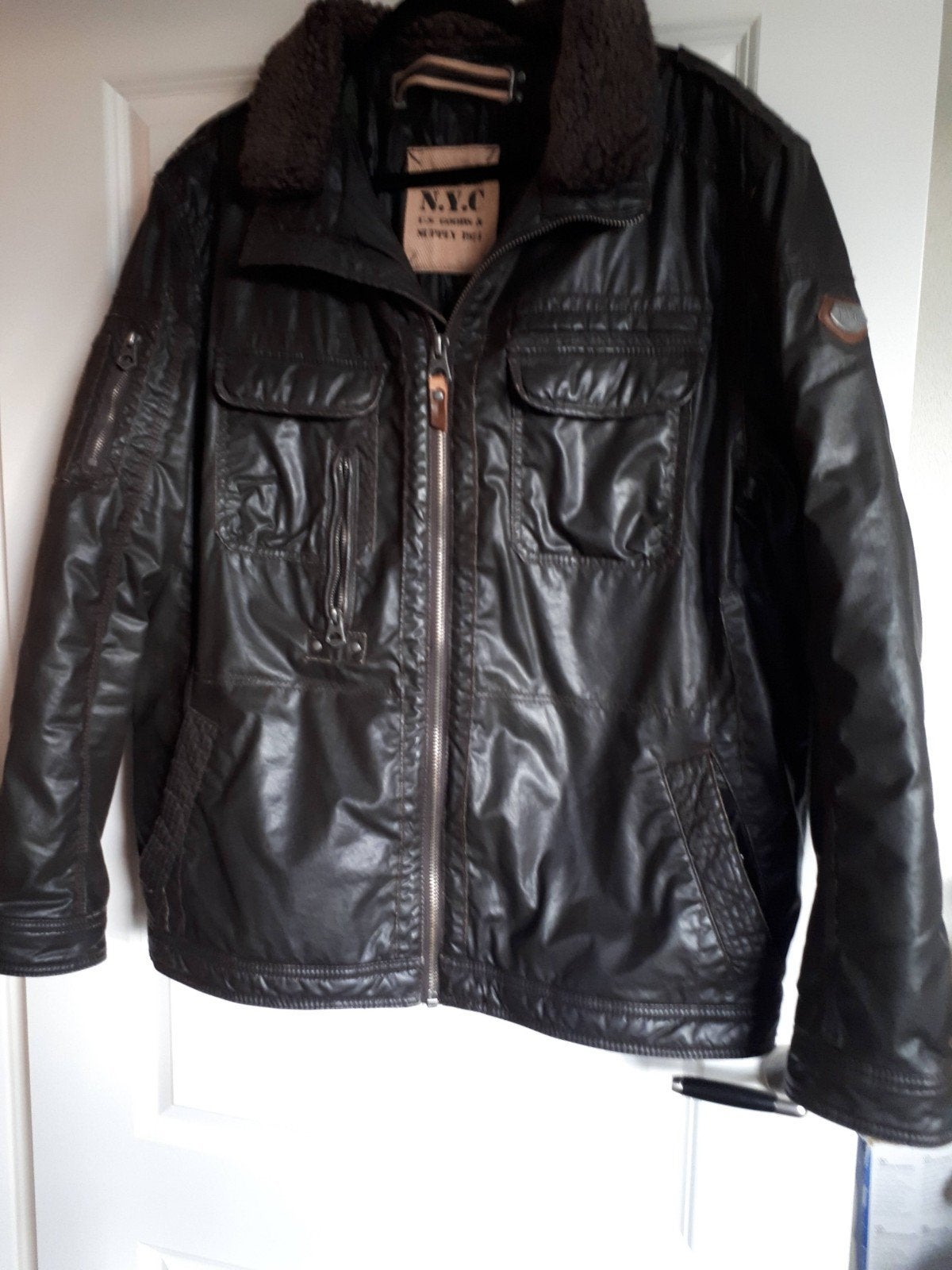 JAS MET BONTKRAAG MAAT XL / XXL KLEUR BRUIN, Ophalen of Verzenden, Zo goed als nieuw, Maat 56/58 (XL), Bruin