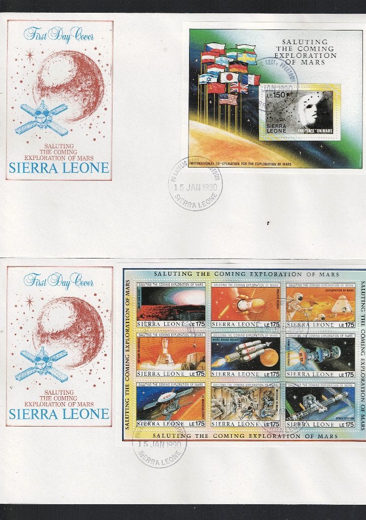 Sierra Leone  5 x FDC uit 1990, Postzegels en Munten, Verzenden, Overige landen, Gestempeld
