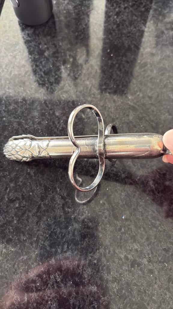 Verzilverde Franse antieke asperge tang, Verzenden, Zilver