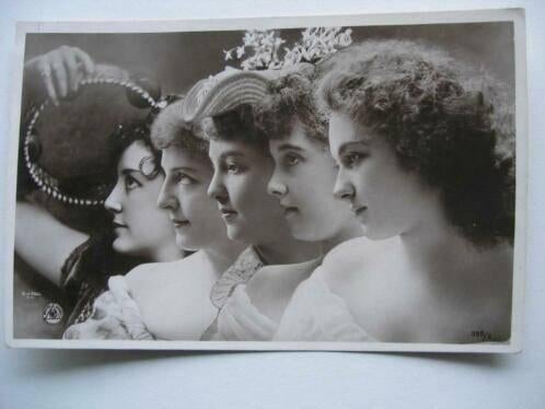 Foto uranotypie vijf meisjes en profil -1904 Duits, Verzamelen, Foto's en Prenten, Foto, Ophalen of Verzenden, Zo goed als nieuw