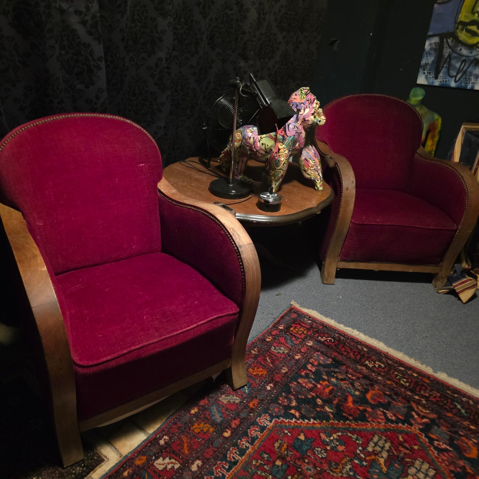 2 Art Deco  Fauteuil bioscoopstoelen, velours, Antiek en Kunst, Ophalen
