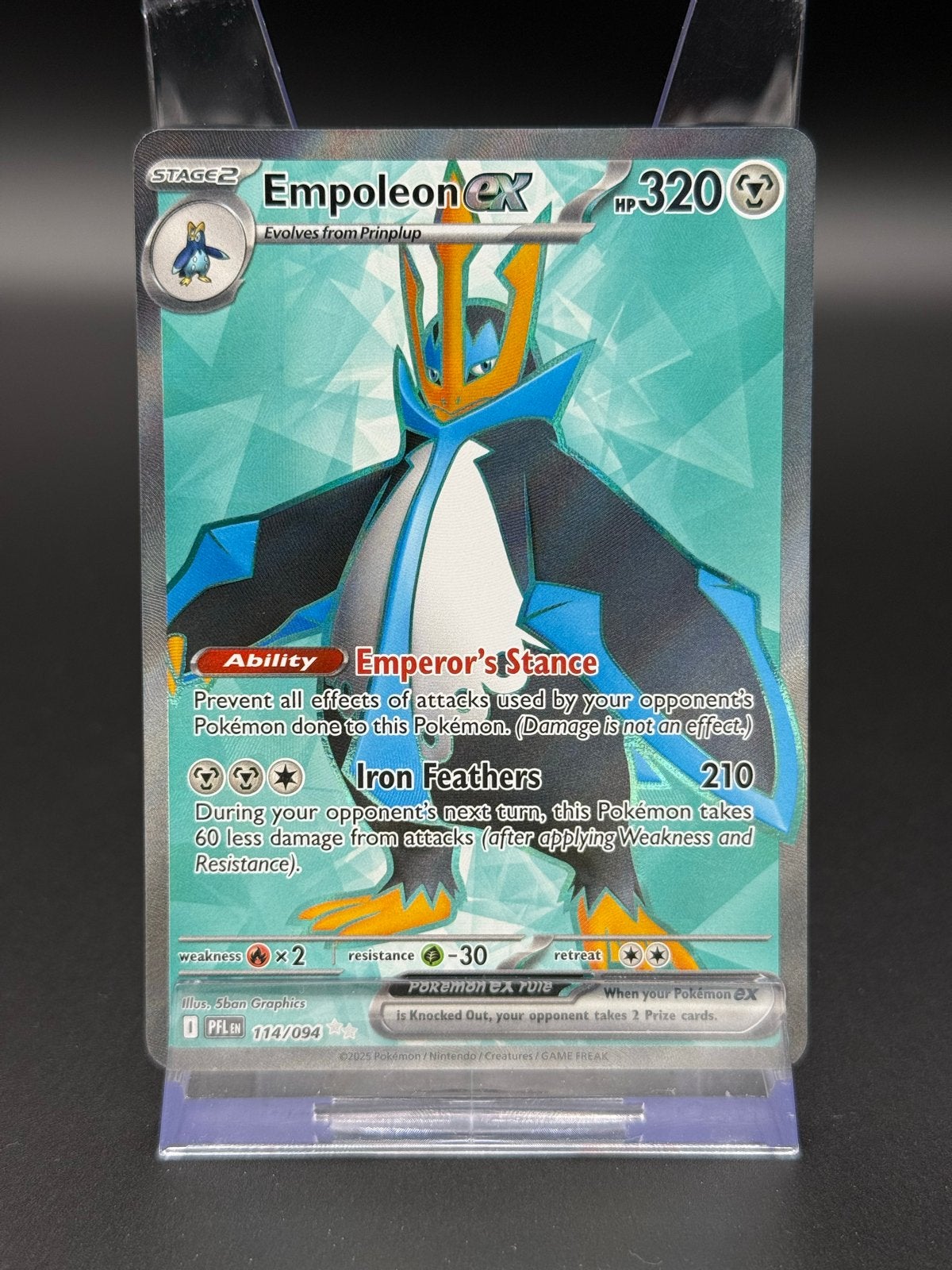 Empoleon EX - Pokémon Phantasmal Flames - #114/094 PFL, Ophalen of Verzenden, Zo goed als nieuw, Losse kaart, Foil