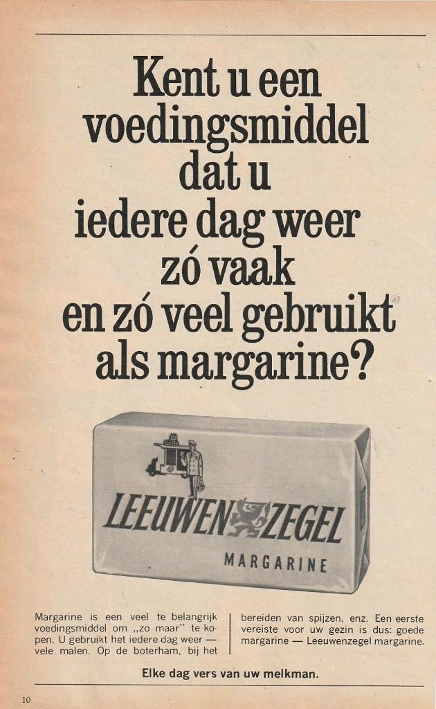 Retro reclame 1966 Leeuwenzegel margarine voedingsmiddel, Verzamelen, Verzenden, Overige typen