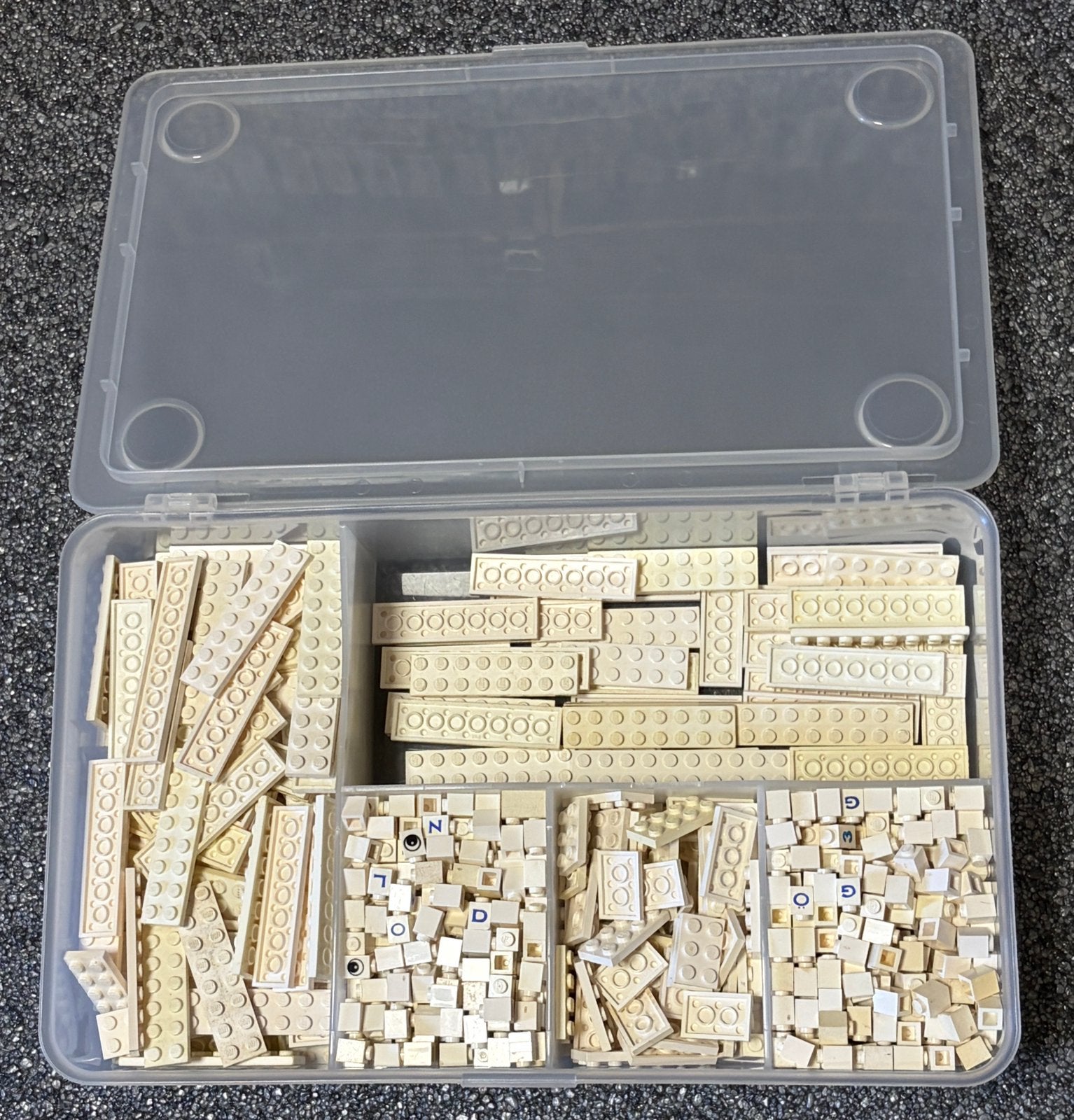 Lego platte witte plaatjes en blokjes 1x1 (doos), Ophalen of Verzenden, Gebruikt, Losse stenen, Lego