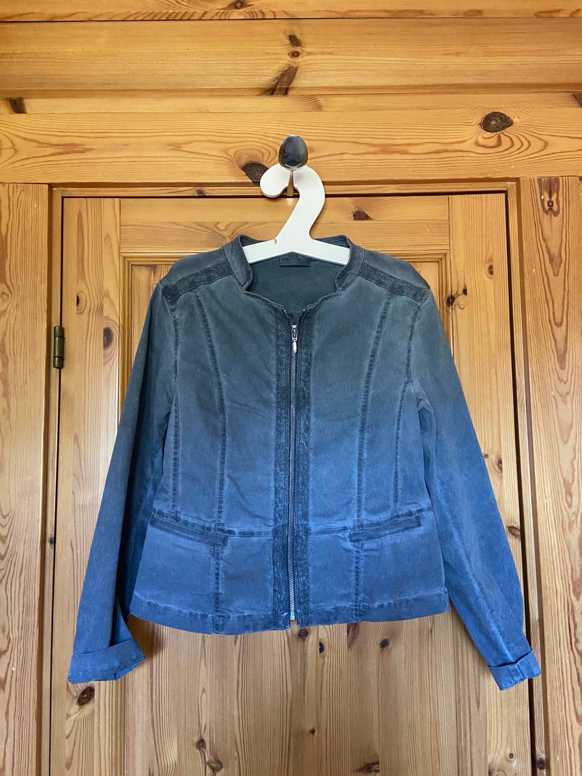 Spijkerjas grijs My style 40 rits oto 54 lengte 60, Kleding | Dames, Ophalen of Verzenden, Zo goed als nieuw, Maat 38/40 (M), Grijs