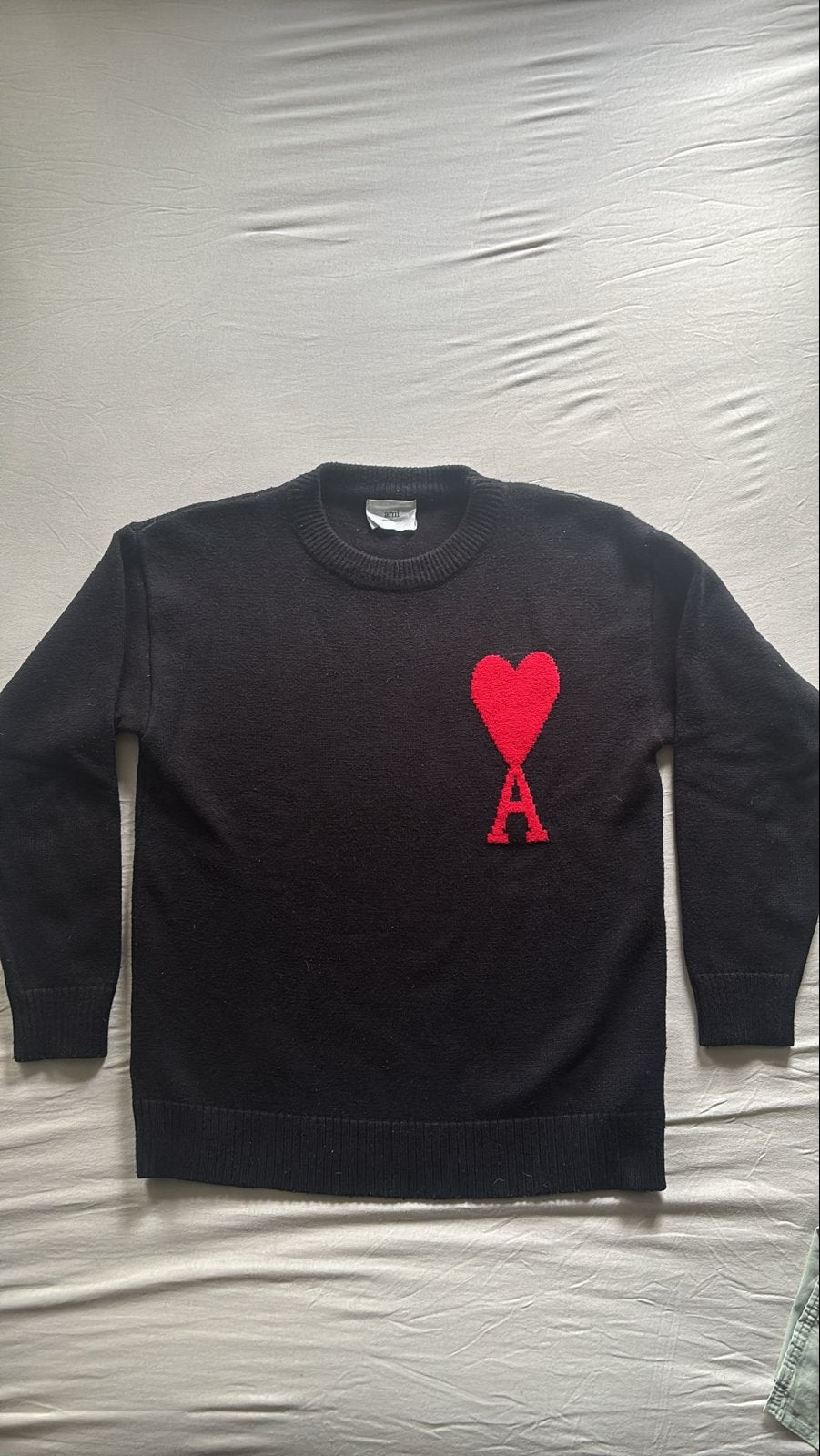 Ami Paris Sweater Zwart Rood Hart Logo, Verzenden, Ami Paris, Zwart, Zo goed als nieuw
