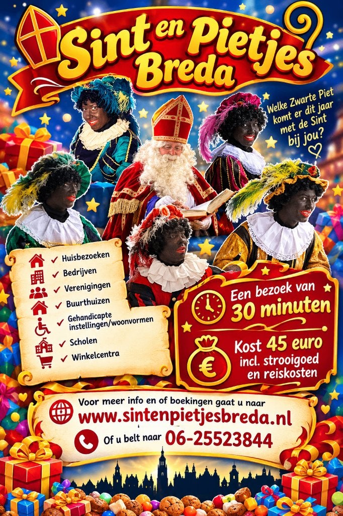 Sinterklaas en 2 traditionele Pieten brengen u een bezoek, Ophalen