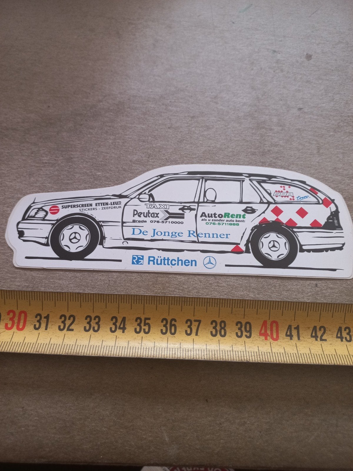 Unieke Mercedes-Benz W124 Taxi Sticker, Verzamelen, Ophalen of Verzenden