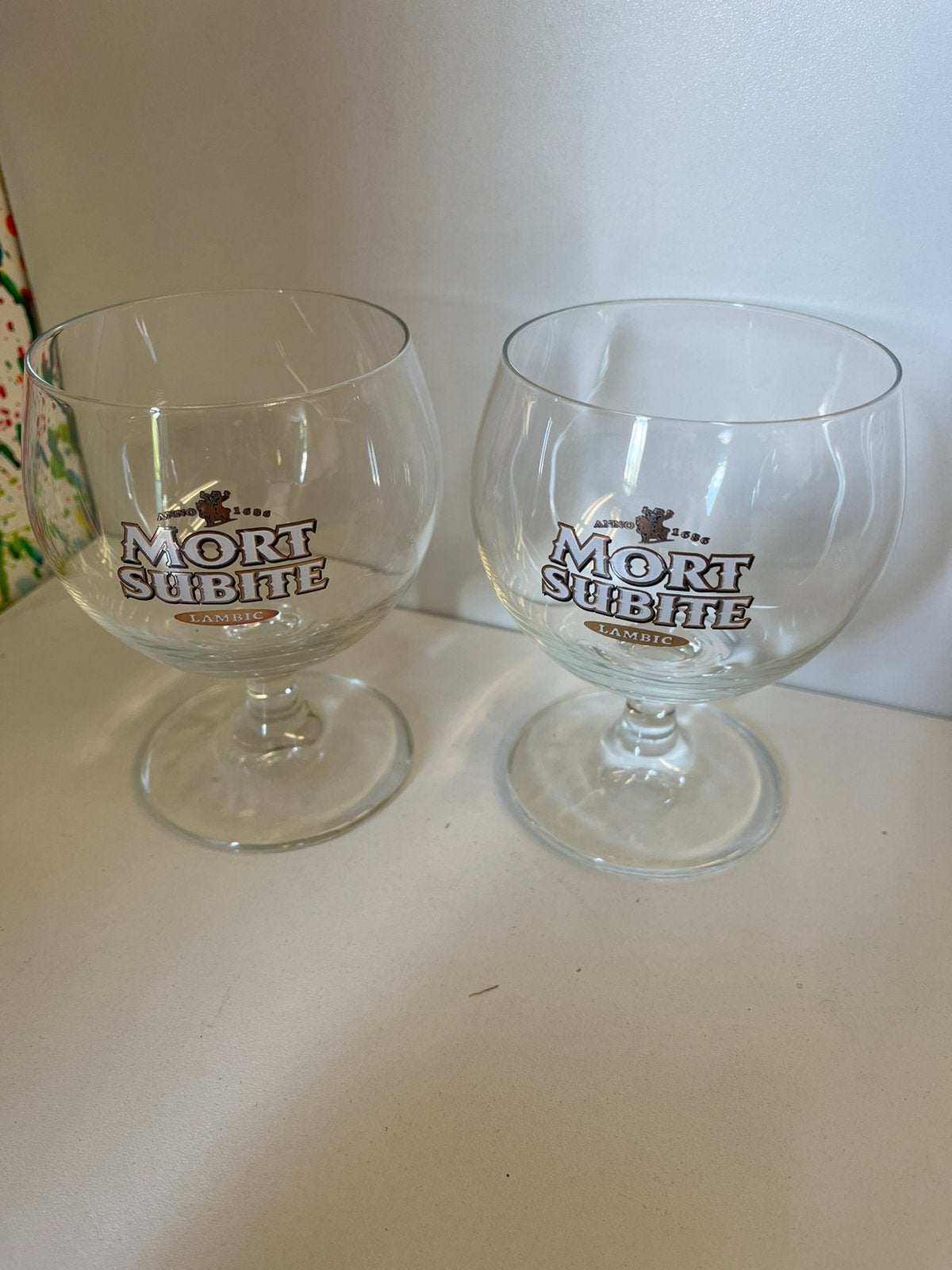 Mort Subite glazen set van 2 glazen, Ophalen of Verzenden, Nieuw, Glas of Glazen, Overige merken