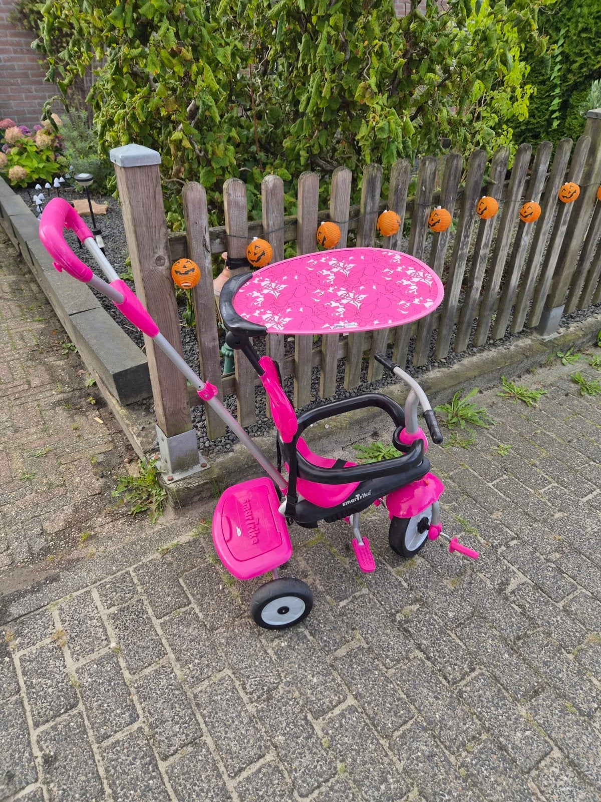 Roze Smart Trike driewieler met duwstang en zonnekap, Ophalen of Verzenden, Gebruikt, Overige typen