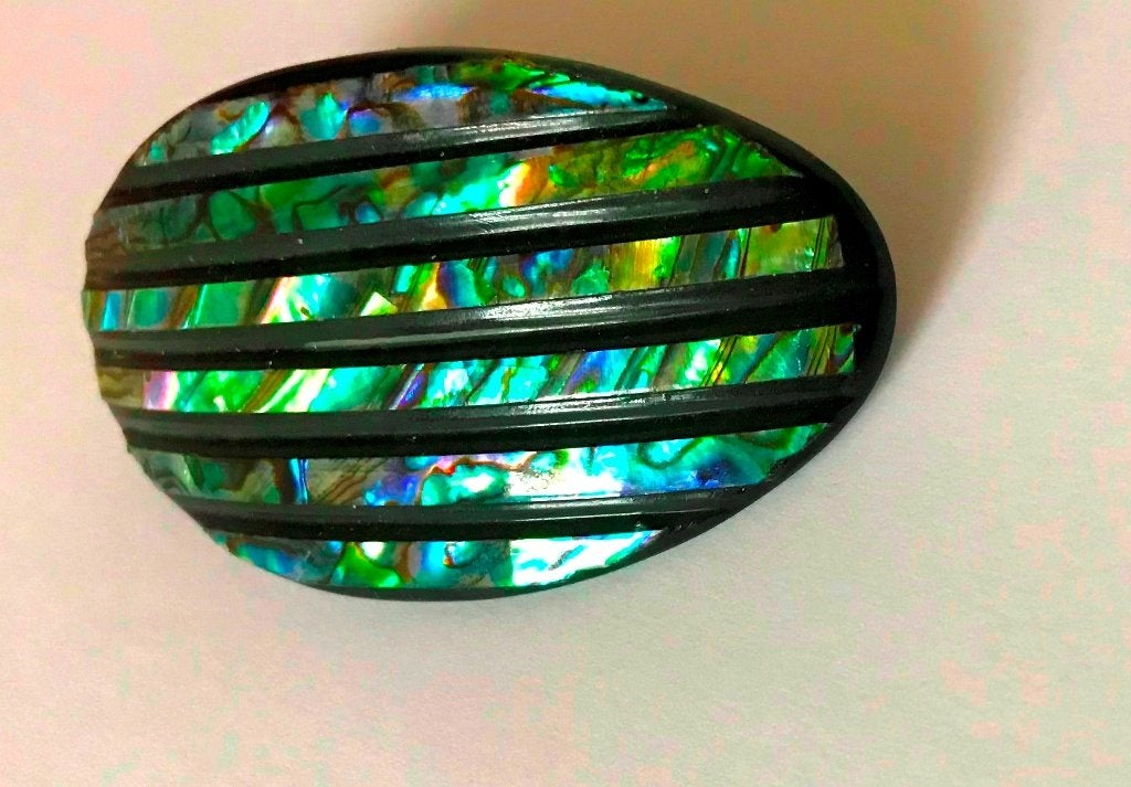 Vintage prachtige grote Parelmoer Abalone hair clip, haarspe, Verzenden, Zo goed als nieuw