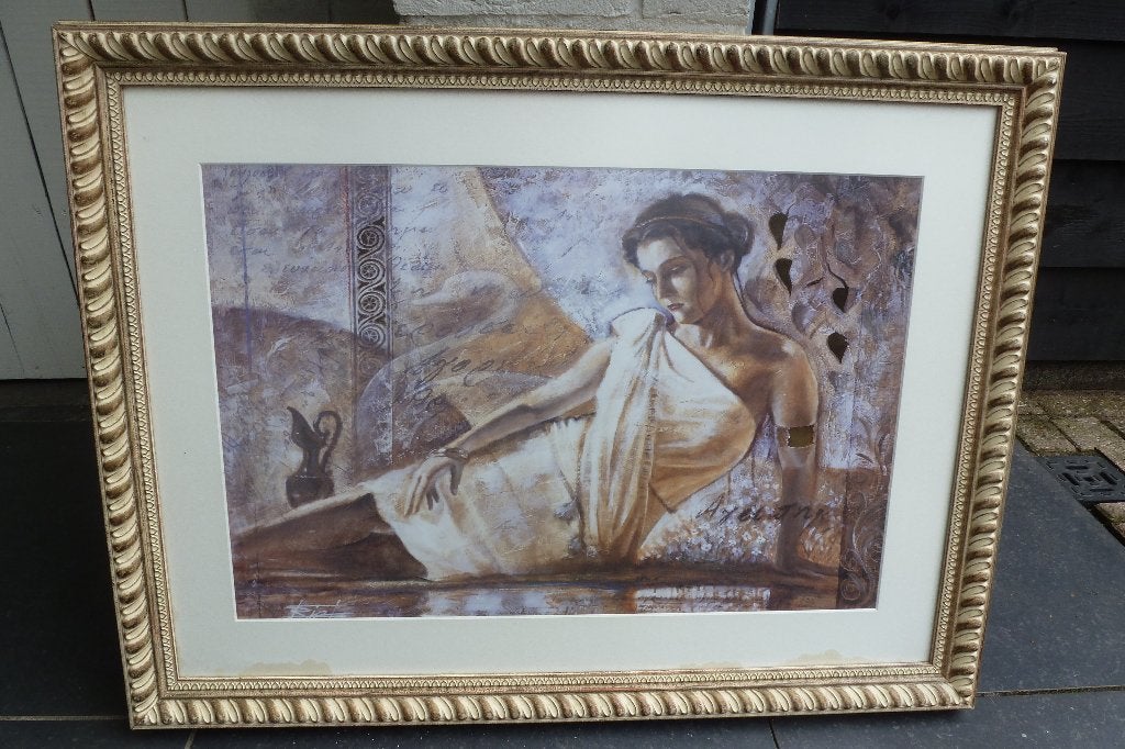 Schilderij schilderijlijst 90 x 70 cm tijdloze lijst, Ophalen of Verzenden, Figuren