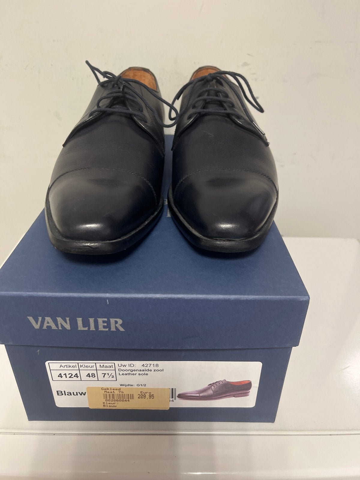 Van Lier Nette Schoenen met Doorgenaaide Zool Maat 41, Van lier, -, Blauw, -
