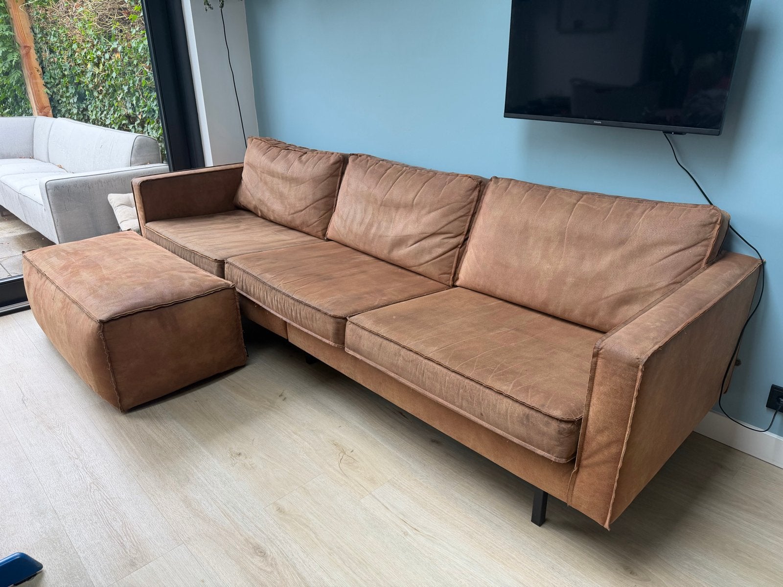 WOOOD BePureHome Rodeo 3-zits bank met poef, Ophalen, 250 tot 300 cm, Gebruikt, Driepersoons