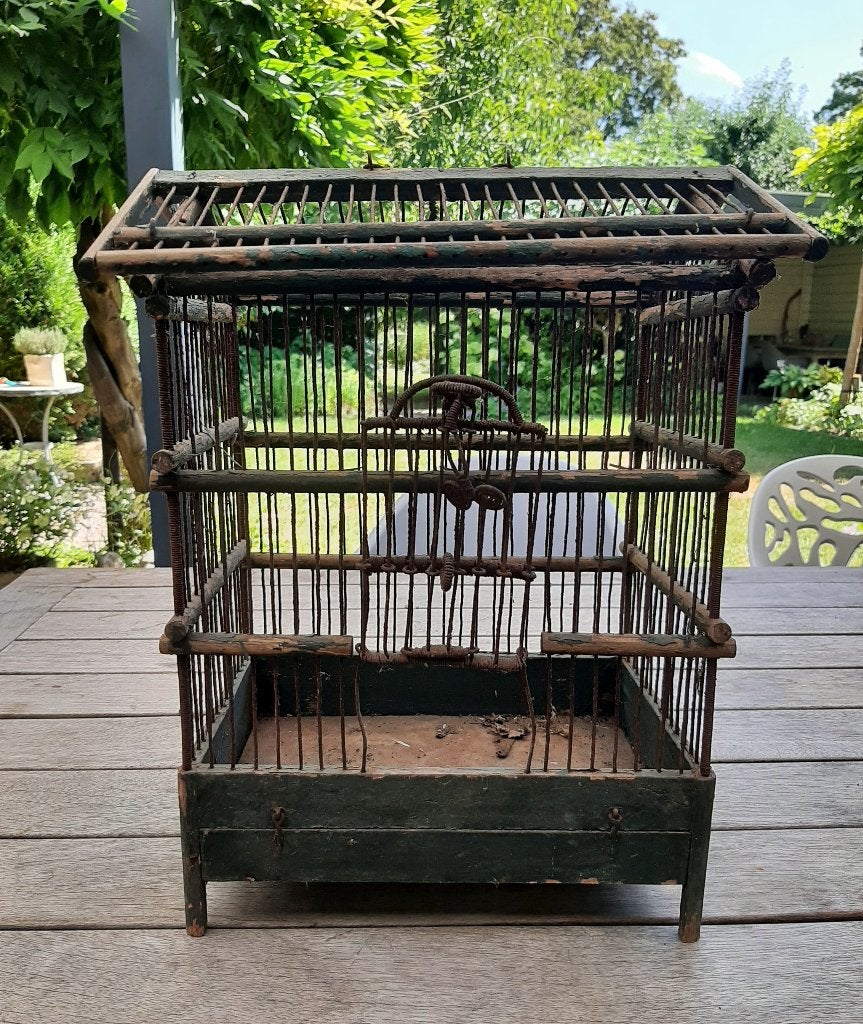 vogelkooi, Ophalen, Gebruikt, Hout, Vogelkooi