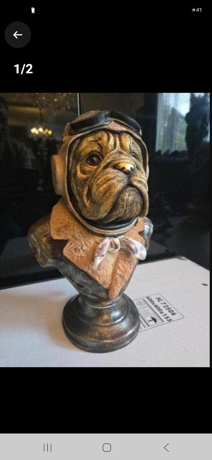 Uniek decoratief beeld van een bulldog verkleed als piloot., Ophalen of Verzenden, Nieuw, Dier