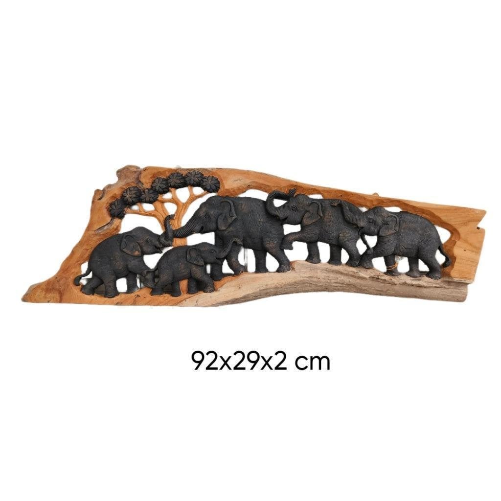 XL Paneel met 5 Olifanten - Hand Gesneden, Ophalen of Verzenden