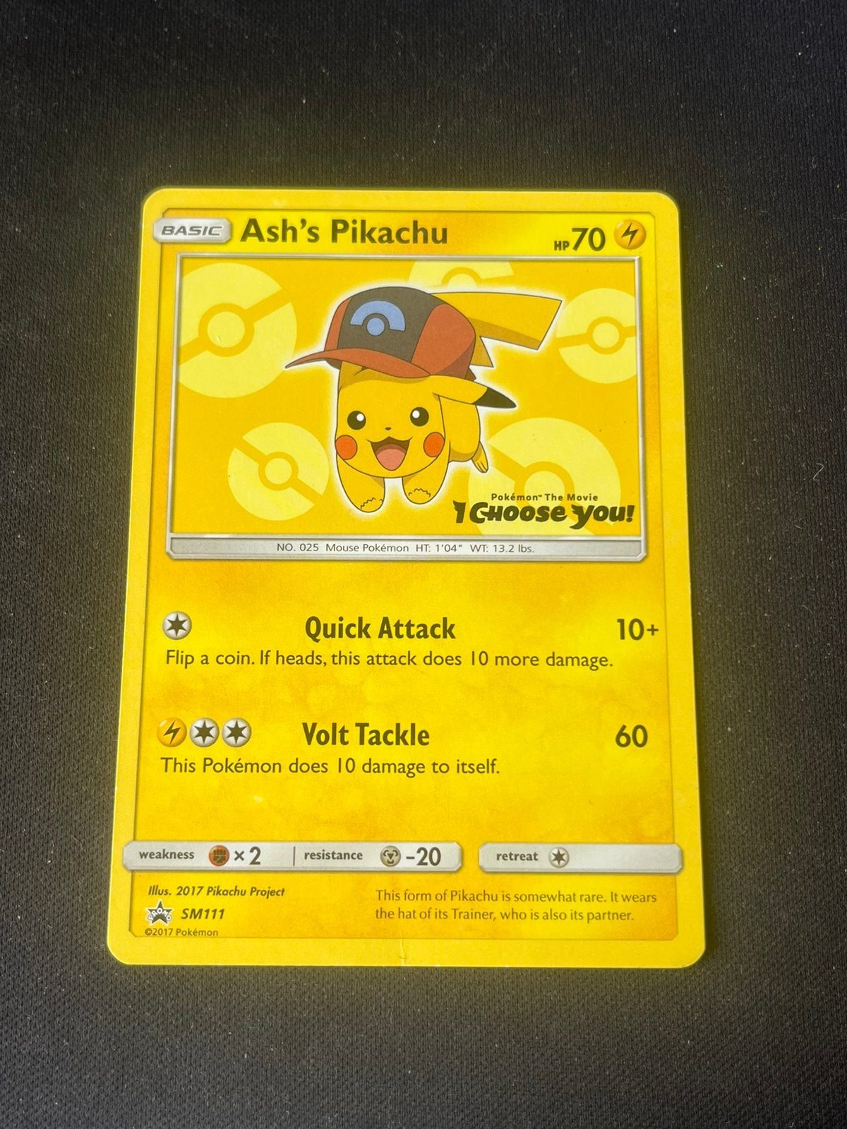 Ash’s pikachu SM111 promo kaart, Ophalen of Verzenden, Zo goed als nieuw