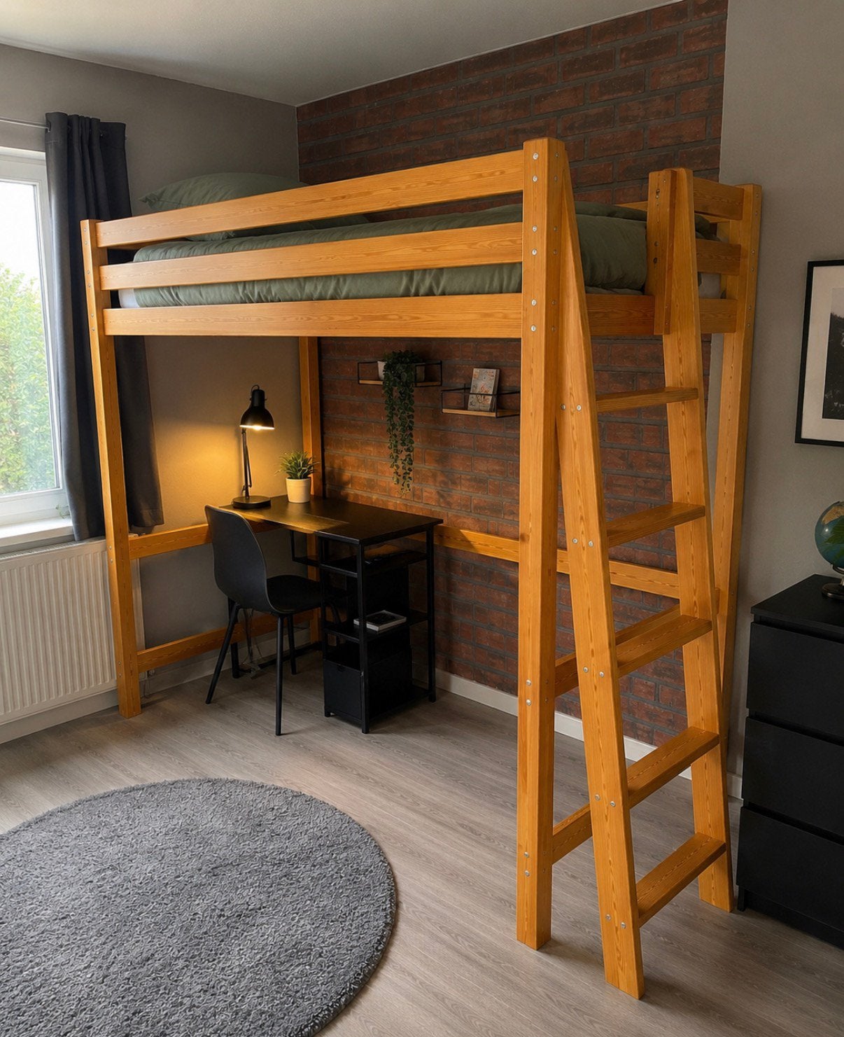 Hoogslaper, Ophalen, 90 cm, Eenpersoons, Wit