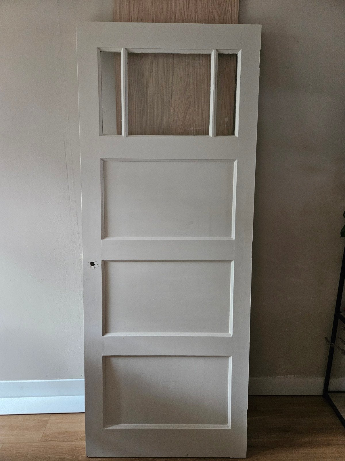 Jaren '30 Paneeldeur met Glas - 206,5x81,5 cm, Ophalen, Gebruikt, 80 tot 100 cm, Binnendeur