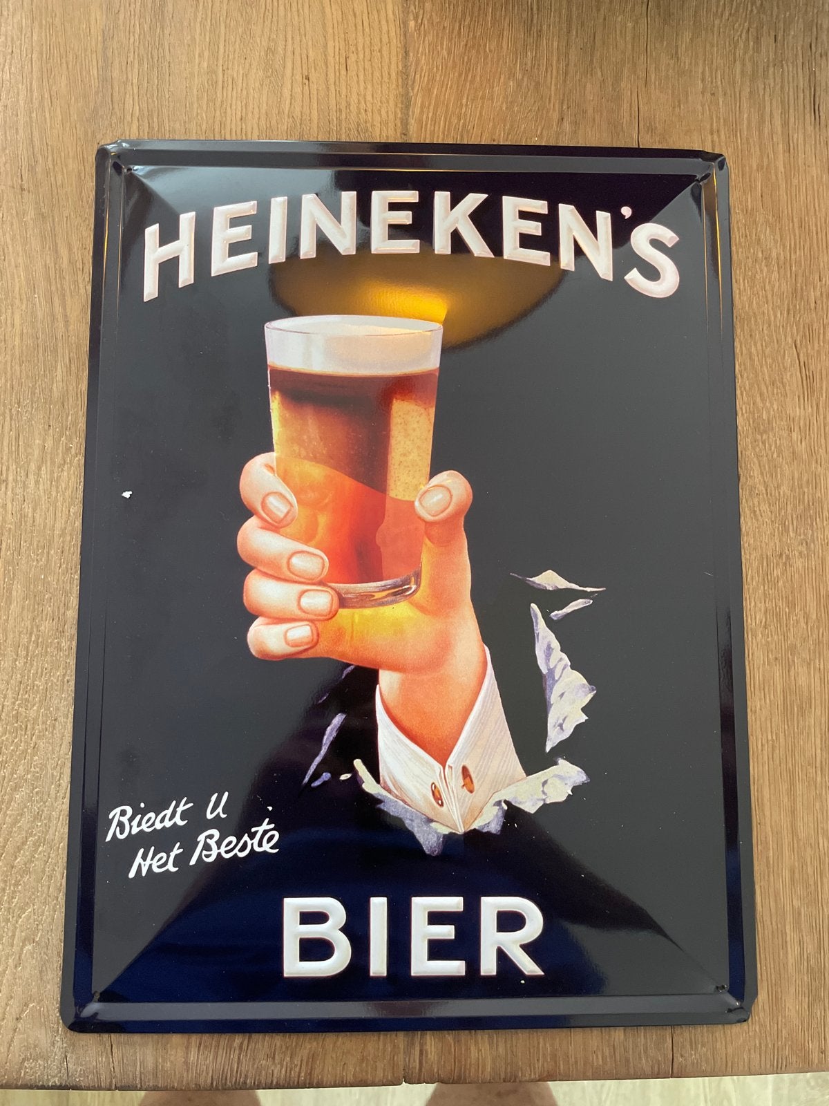 Heineken Reclamebord - 'Biedt U Het Beste Bier', Ophalen, Gebruikt, Reclamebord