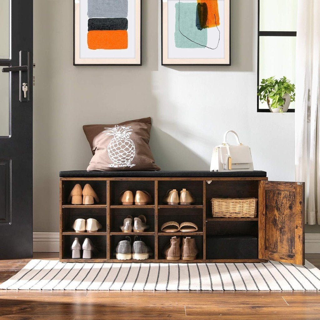 Schoenenbank-Opbergkast-Schoenenrek-110 x 30 x 48 cm-Bruin, Ophalen, Zo goed als nieuw