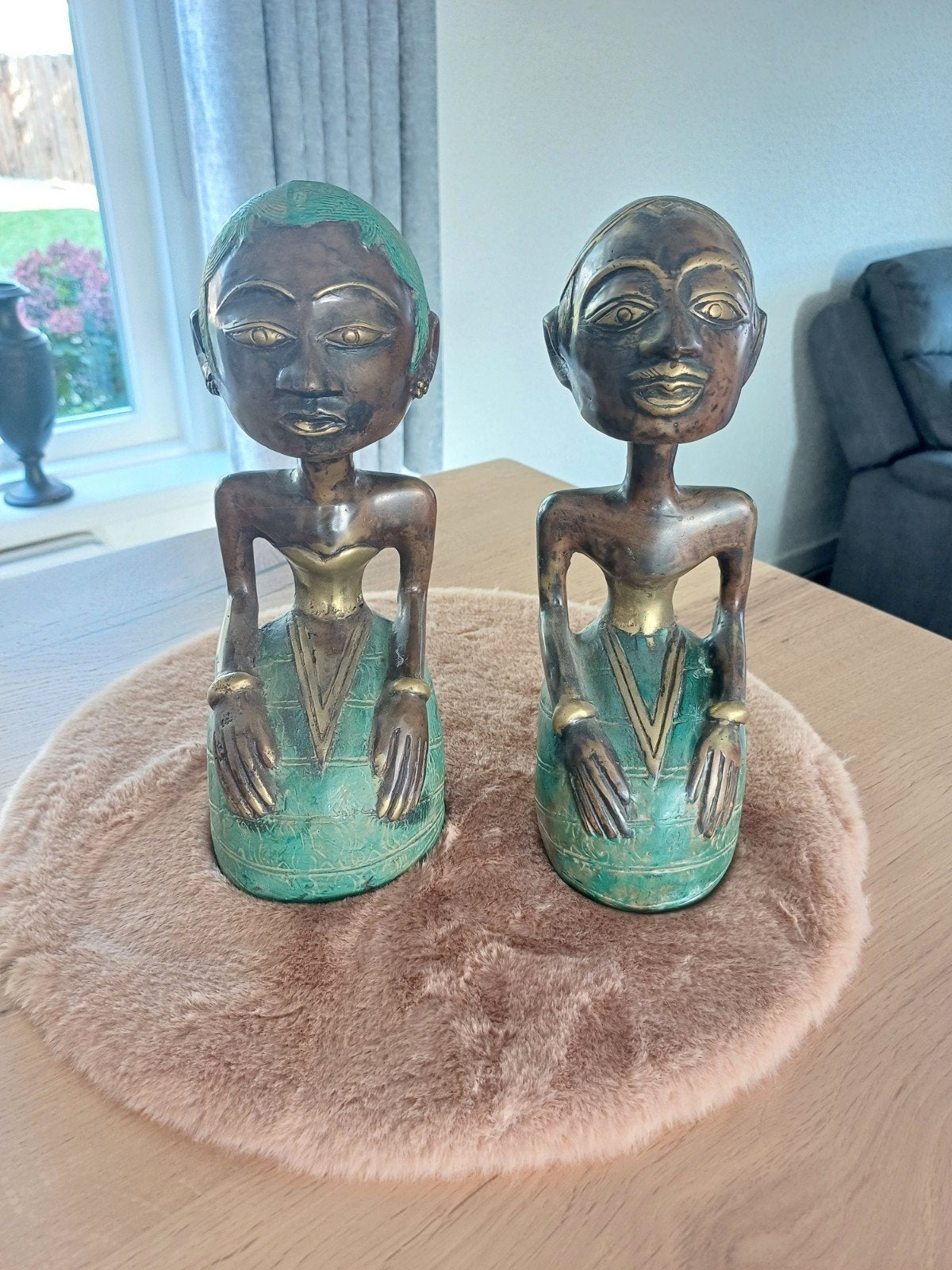 Handgemaakte zware Loro Blonyo bronzen beelden uit Indonesië, Handgemaakt, Ophalen of Verzenden, Indonesië, Meerkleurig