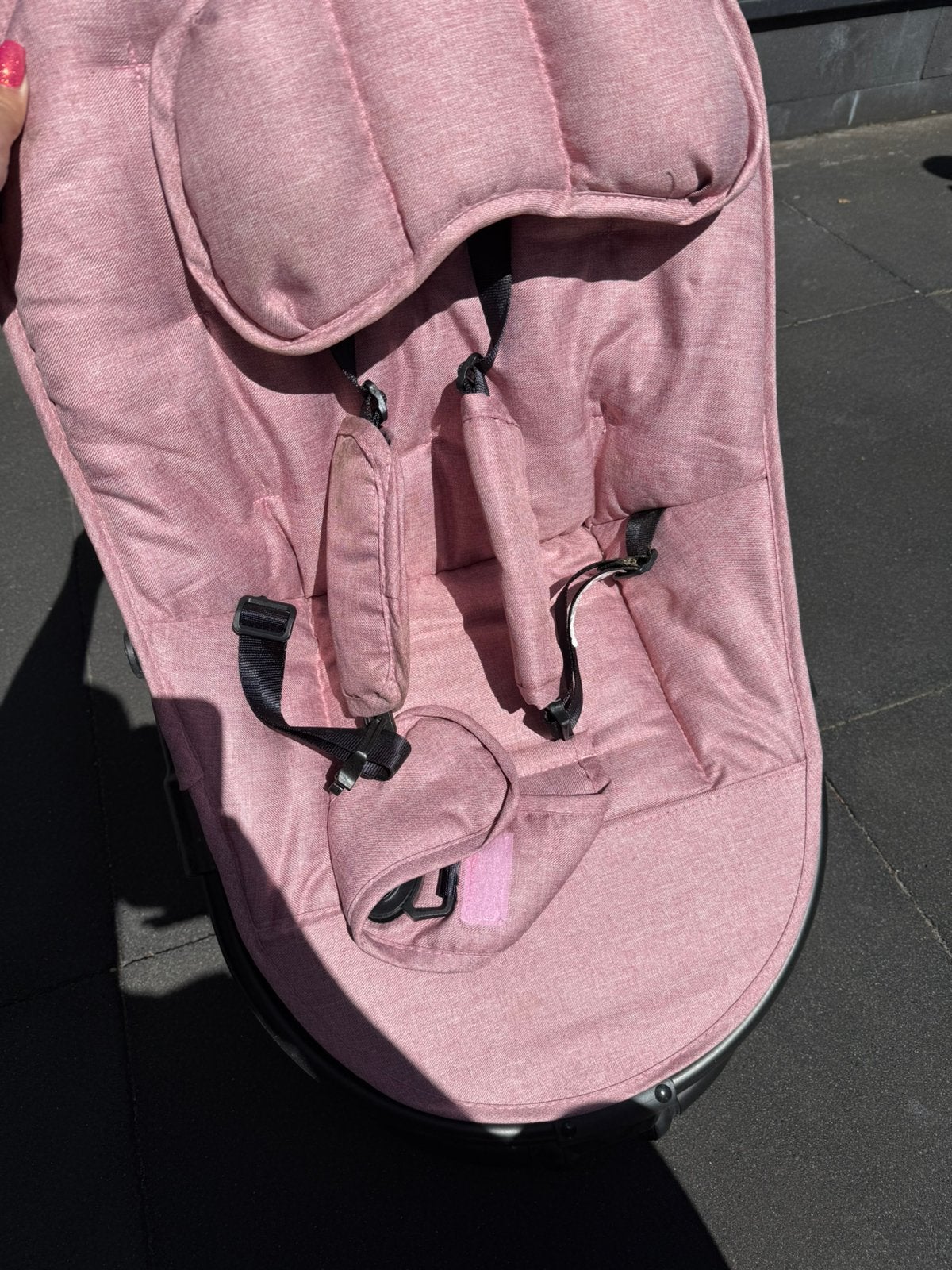 Roze wipstoel, Ophalen of Verzenden, Zo goed als nieuw, Wipstoel, Verstelbaar