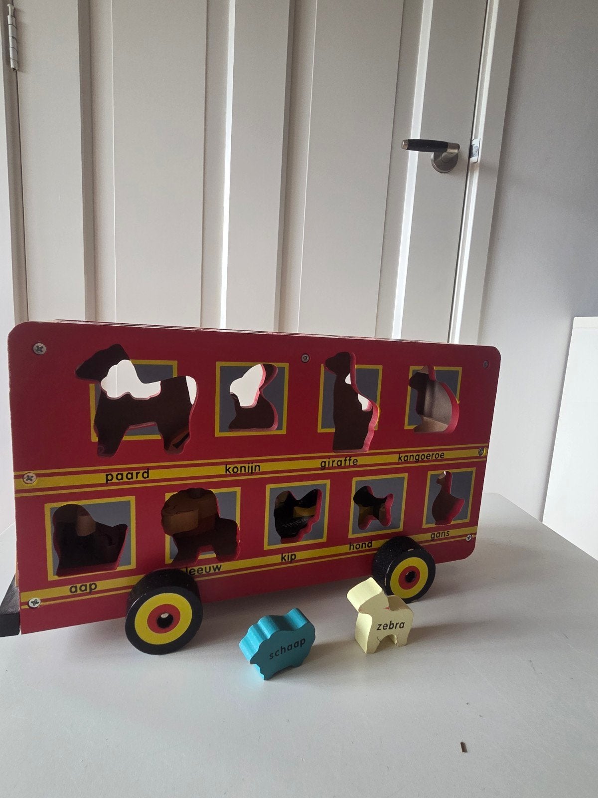 Houten Dieren Vormenstoof Bus - Educatief Speelgoed, Ophalen, Gebruikt, Puzzelen