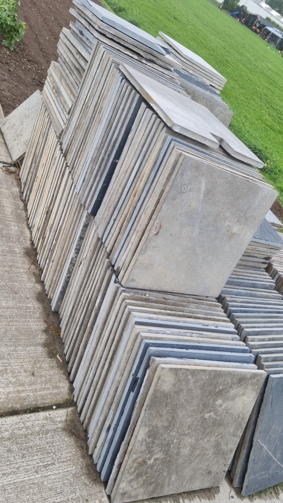 100m2 blauwsteen terrastegels 60x60cm te koop, Ophalen, Gebruikt, Terrastegels, Natuursteen