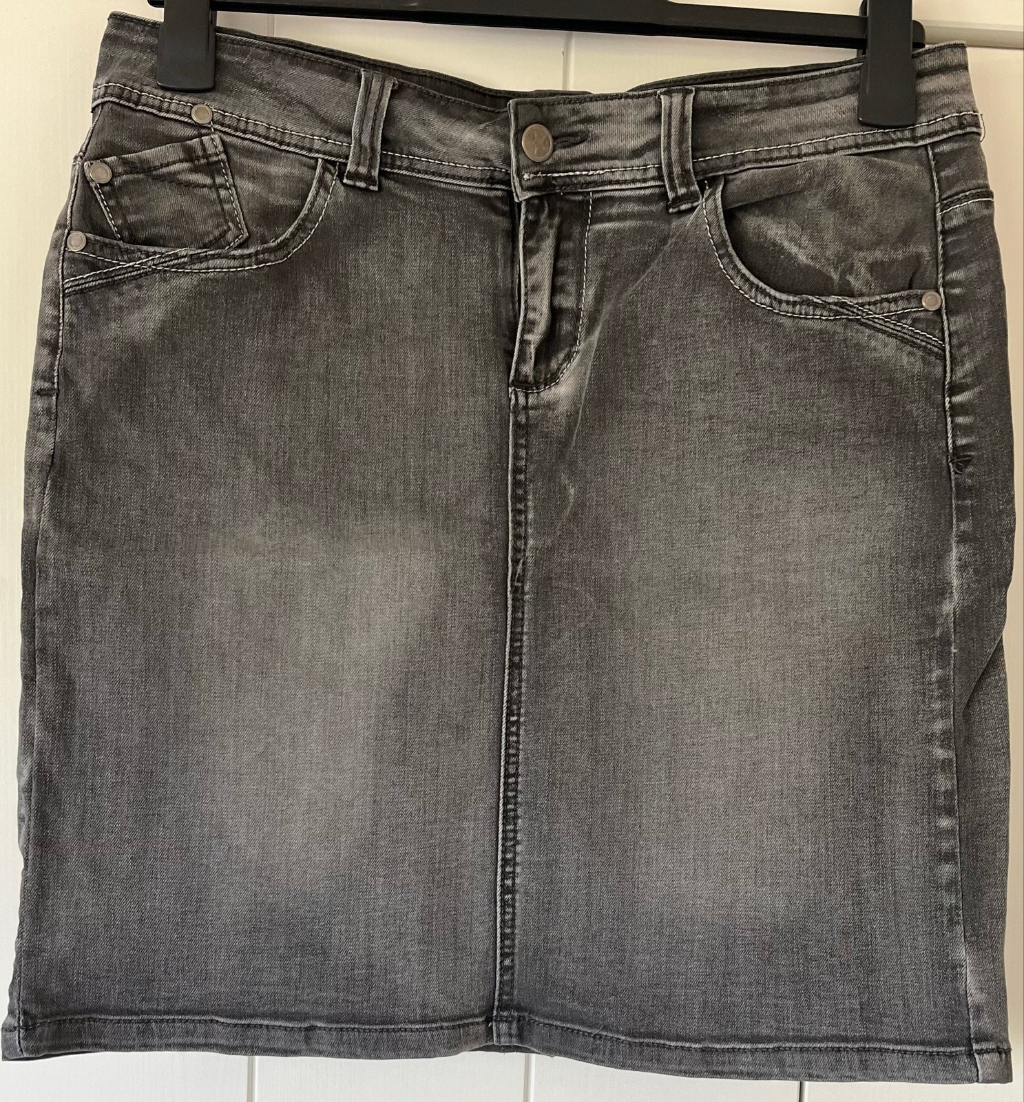 Grijze spijkerrok van New Star Jeans, maat XL, Maat 42/44 (L), Ophalen of Verzenden, Zo goed als nieuw, Grijs