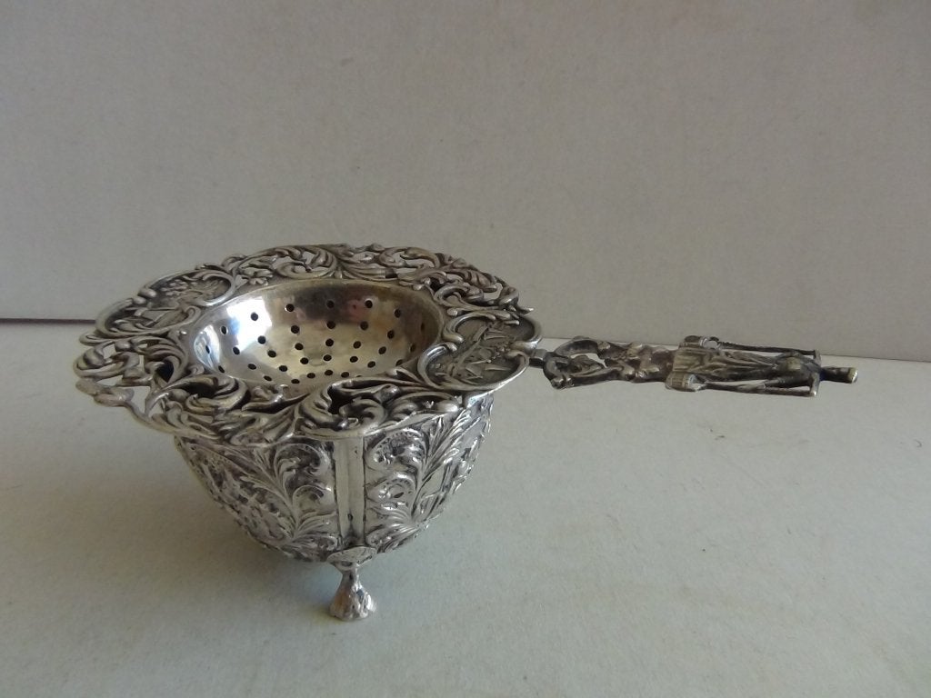 Antiek zilver L8a, hollands theezeefje + lekbakje compleet, Antiek en Kunst, Ophalen of Verzenden, Zilver