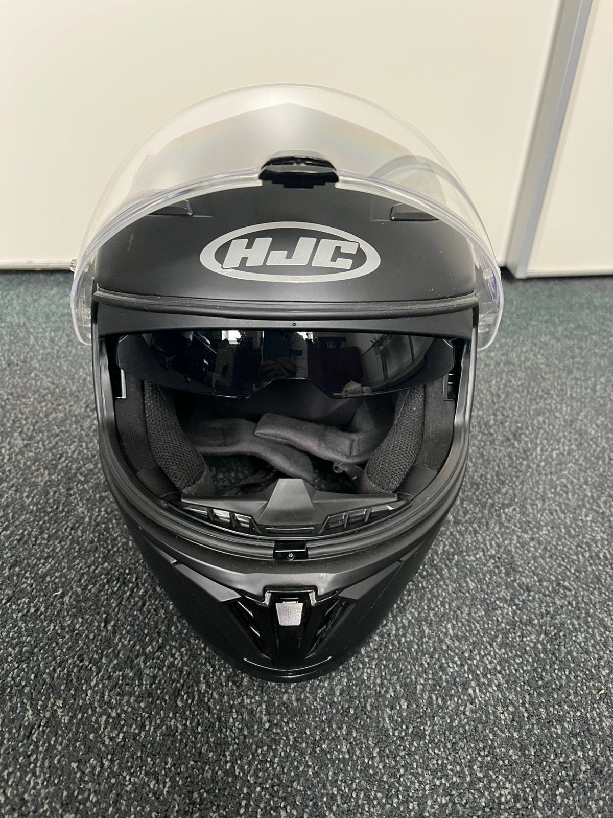 HJC motorhelm met dubbel vizier. Zgan. Maat XL 62. Zwart., Ophalen of Verzenden, Integraalhelm, Tweedehands, XL