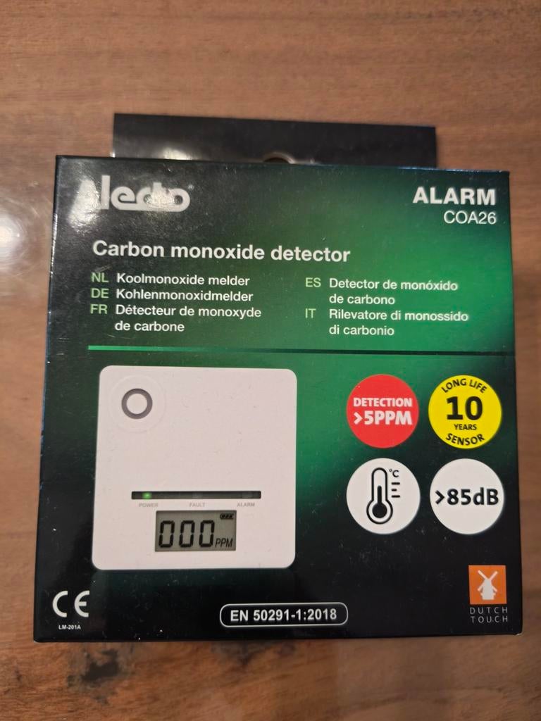 Alecto COA26 Koolmonoxidemelder, Ophalen, Nieuw, Detector, Sensor of Melder, Overige soorten