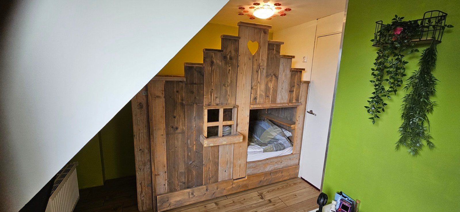 Hoogslaper huisje, steigerhout, 80x200, Studio Fien., Ophalen, Eenpersoons, Zo goed als nieuw, 80 cm