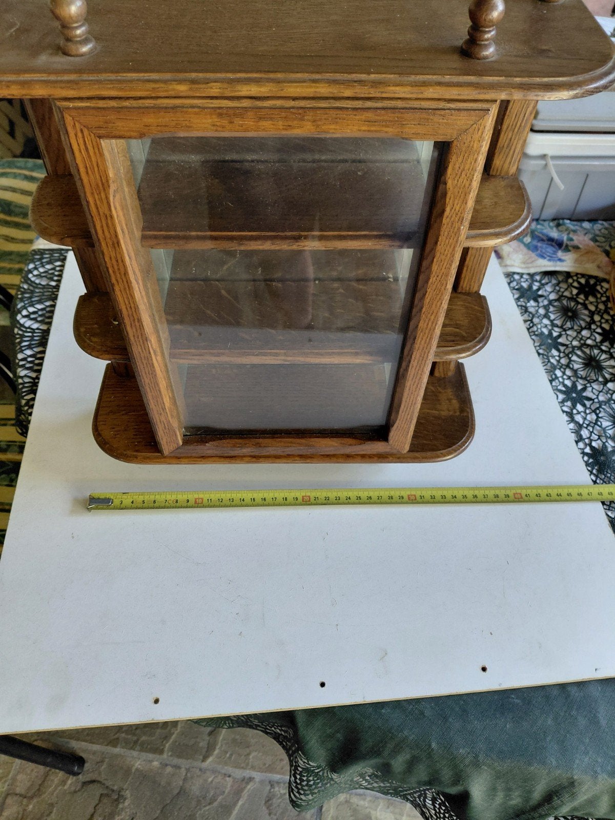 te koop een mooi eiken vitrine kastje  ingst, Ophalen of Verzenden, 25 tot 50 cm, 50 tot 100 cm, Minder dan 100 cm