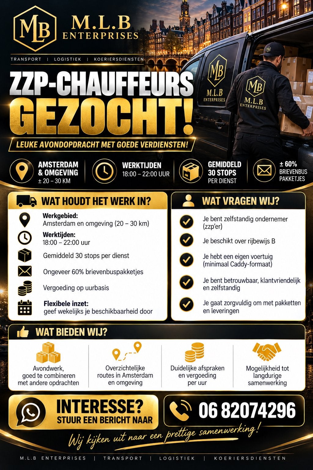 ZZP-CHAUFFEURS GEZOCHT | AMSTERDAM & OMGEVING