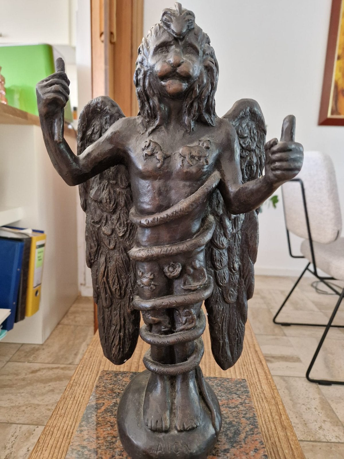 BEELD AION, Antiek en Kunst, Ophalen, Brons, 20 - 50 cm, Op sokkel