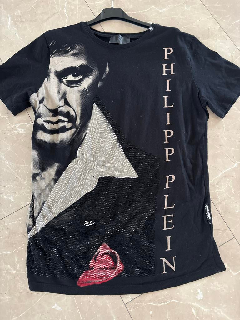 Philipp Plein T-shirt met Scarface print en strass, Ophalen of Verzenden, Gedragen, Maat 42/44 (L)