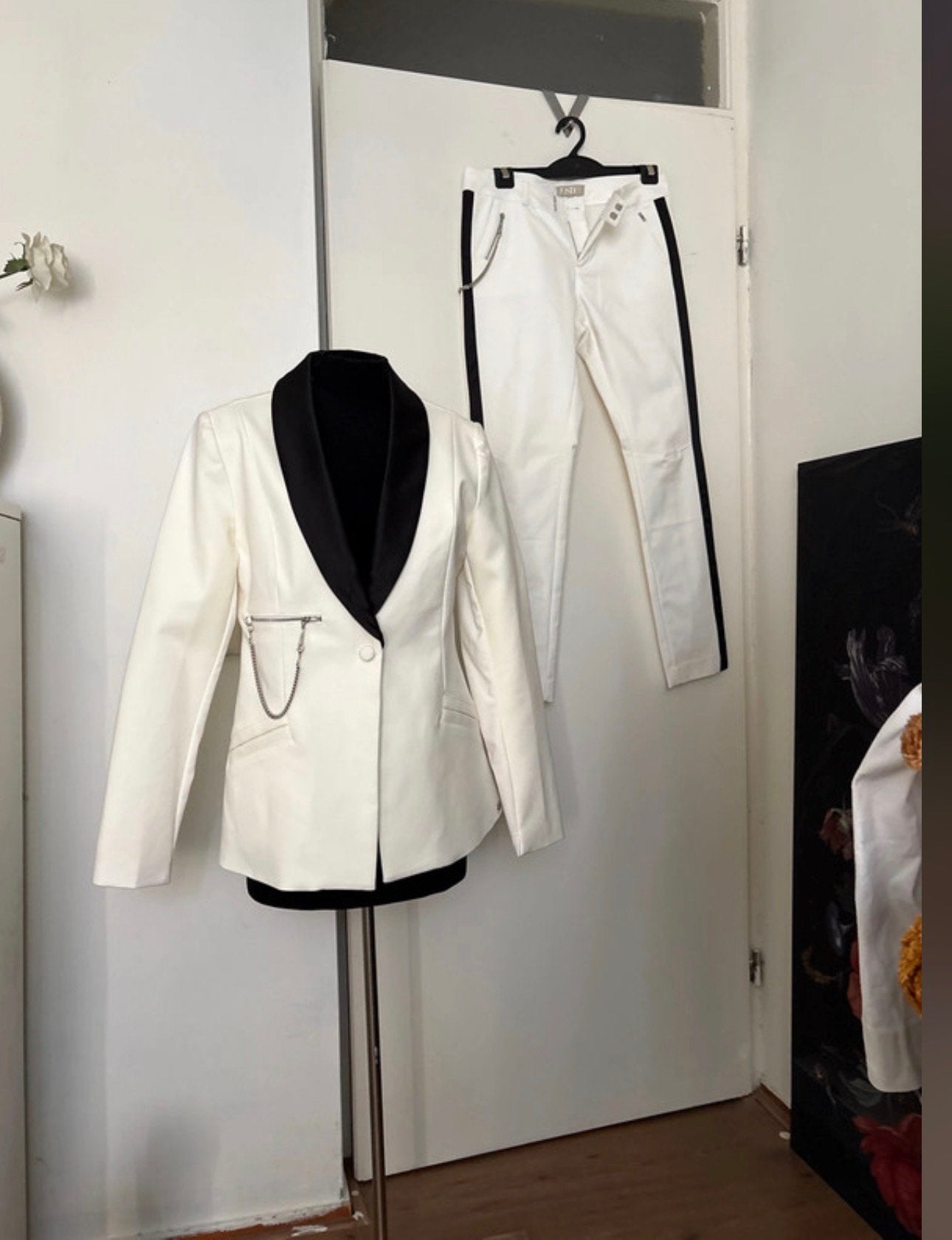 Original JOSH V Tuxedo Pak Blazer XL Pantalon XXL, Kleding | Dames, Kostuum of Pak, Wit, Maat 46/48 (XL) of groter, Ophalen of Verzenden