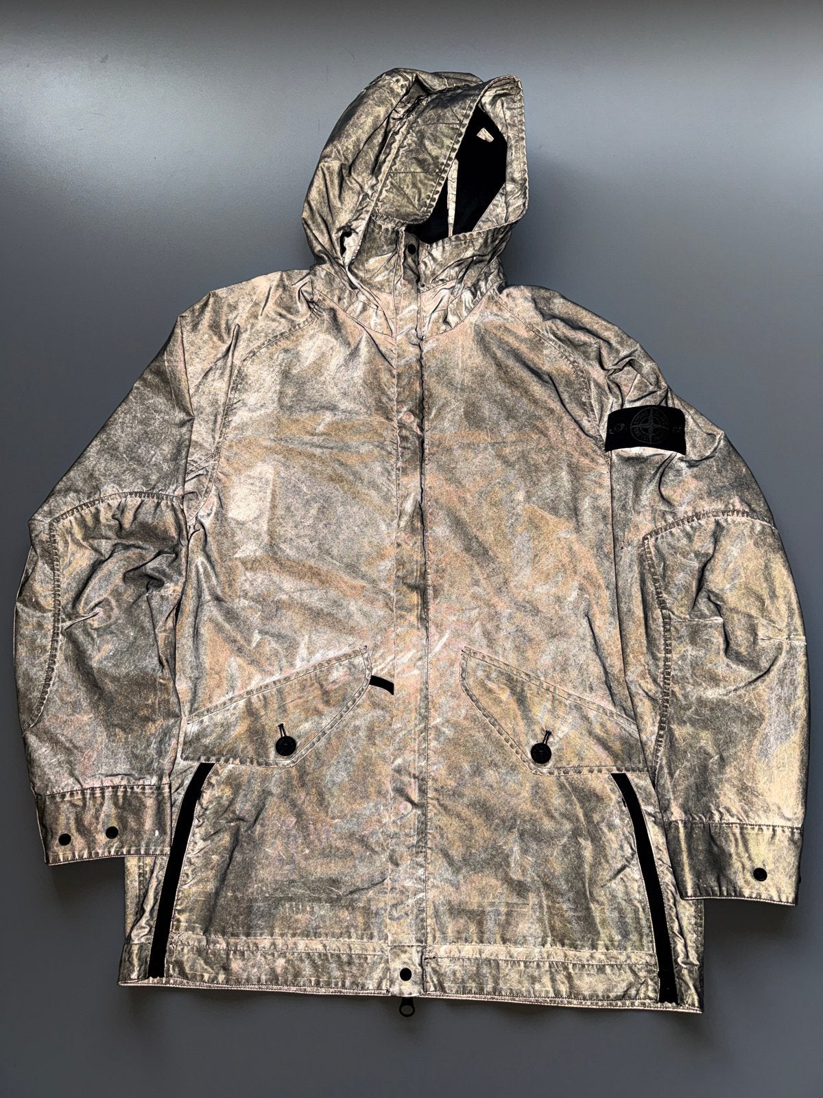 Stone Island Plated Reflective met Dust Colour Finish, Ophalen of Verzenden, Gedragen, Maat 46 (S) of kleiner, Grijs