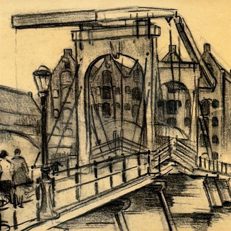 Piet Hein van Asperen (1895-1969) - Stadsgezicht Amsterdam, Antiek en Kunst, Ophalen of Verzenden
