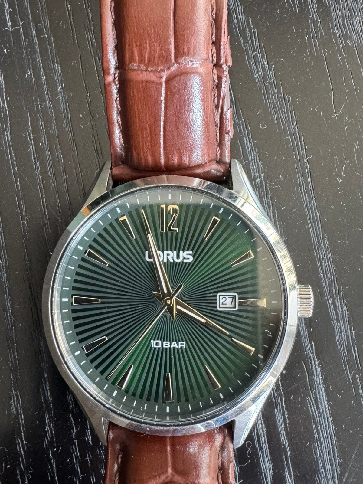 Horloge Lorus RH995RX9 Groen Wijzerplaat, Ophalen of Verzenden, Zo goed als nieuw, Leer, Overige merken