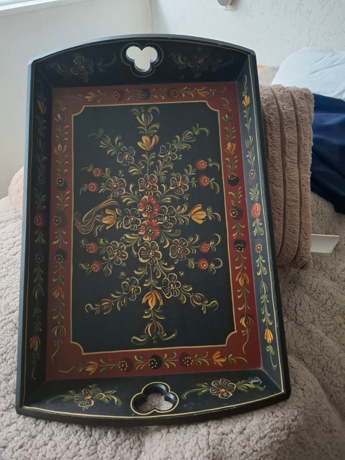 Hindeloper Dienblad - Handgeschilderd - 60x40 cm, Ophalen, Gebruikt, Met opstaande rand, Dienblad