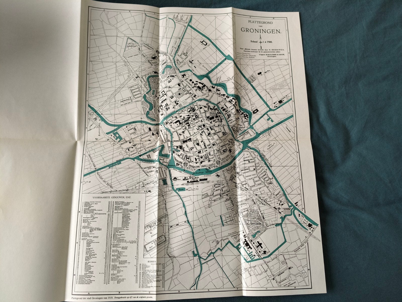Plattegrond Groningen 1919- Historische Landkaart, Boeken, Atlassen en Landkaarten, Gelezen, Landkaart, 1800 tot 2000, Nederland