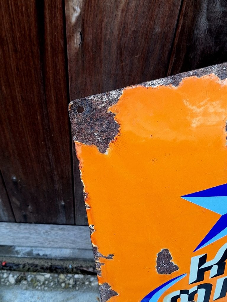 Stoer antiek emaille reclamebord, KAR MITRI zigaretten., Ophalen of Verzenden